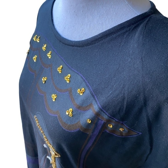 Vintage Shruchrzen Women’s Black Top with Fancy Rhinestone and Faux Pearl Accent - Picture 2 of 12